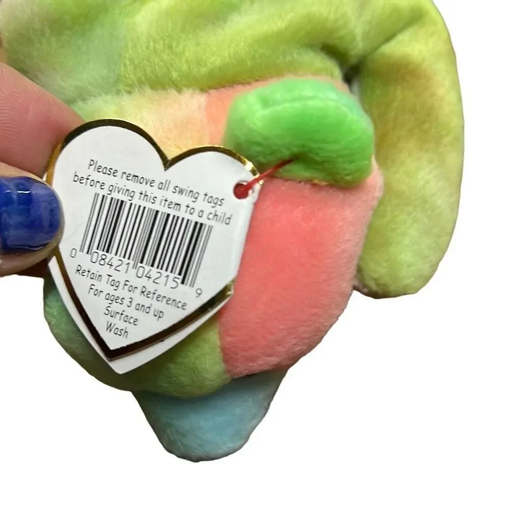 Sammy Beanie Baby TY tie dye bear with hologram tag, 1998 Beanie